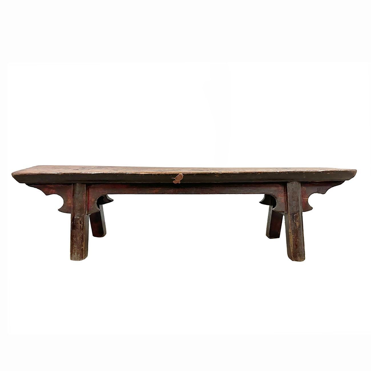 Late 19th Century Antique Chinese Wooden Bench 2