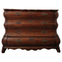 Late 19th Century Antique Dutch Bombe Commode in Oak - Chest of Drawers