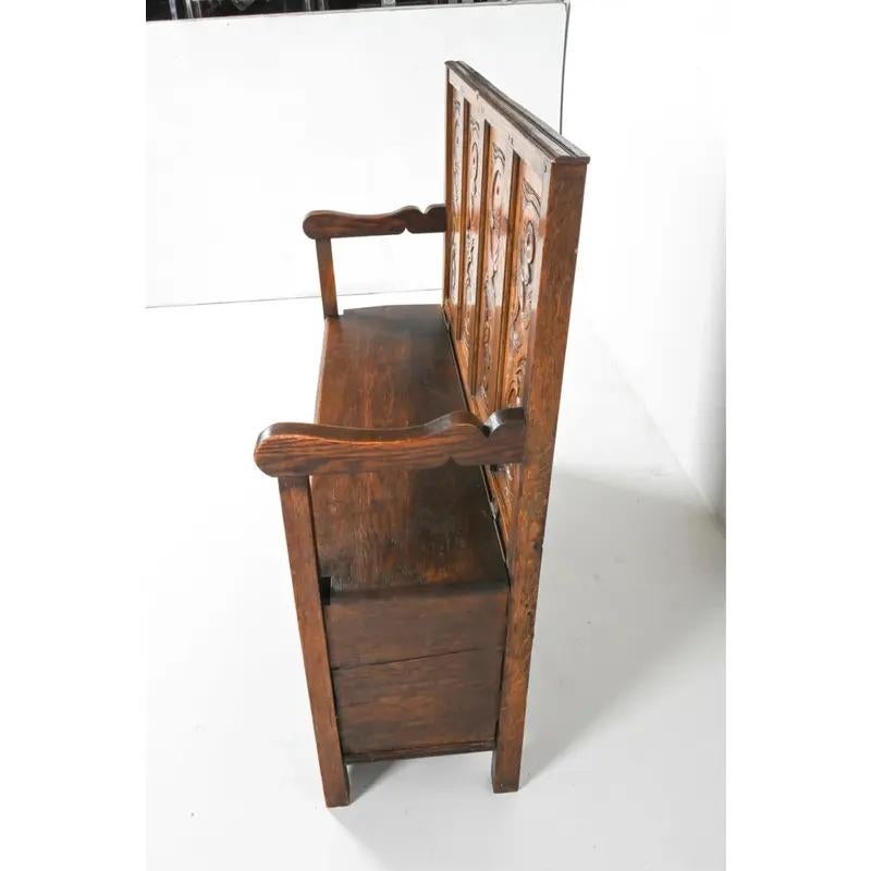 Baroque Late 19th Century Antique Dutch Oak Hall Bench For Sale