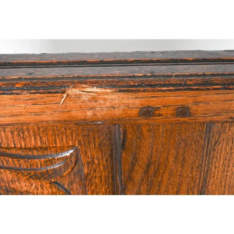 Late 19th Century Antique Dutch Oak Hall Bench In Good Condition For Sale In Duxbury, MA