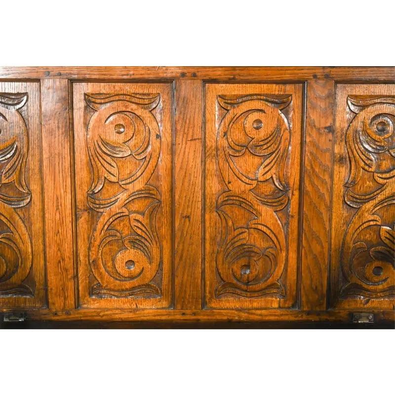 Late 19th Century Antique Dutch Oak Hall Bench For Sale 1