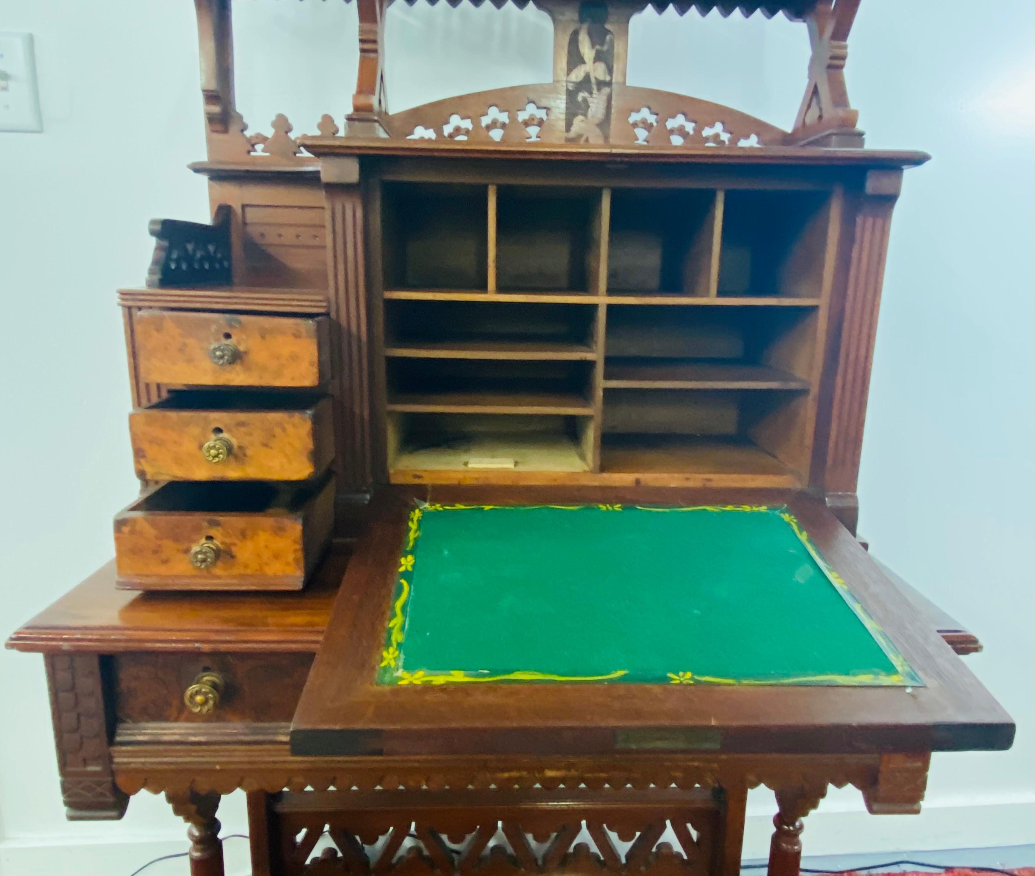 Late 19th Century Antique English Mahogany Secretary Desk 6