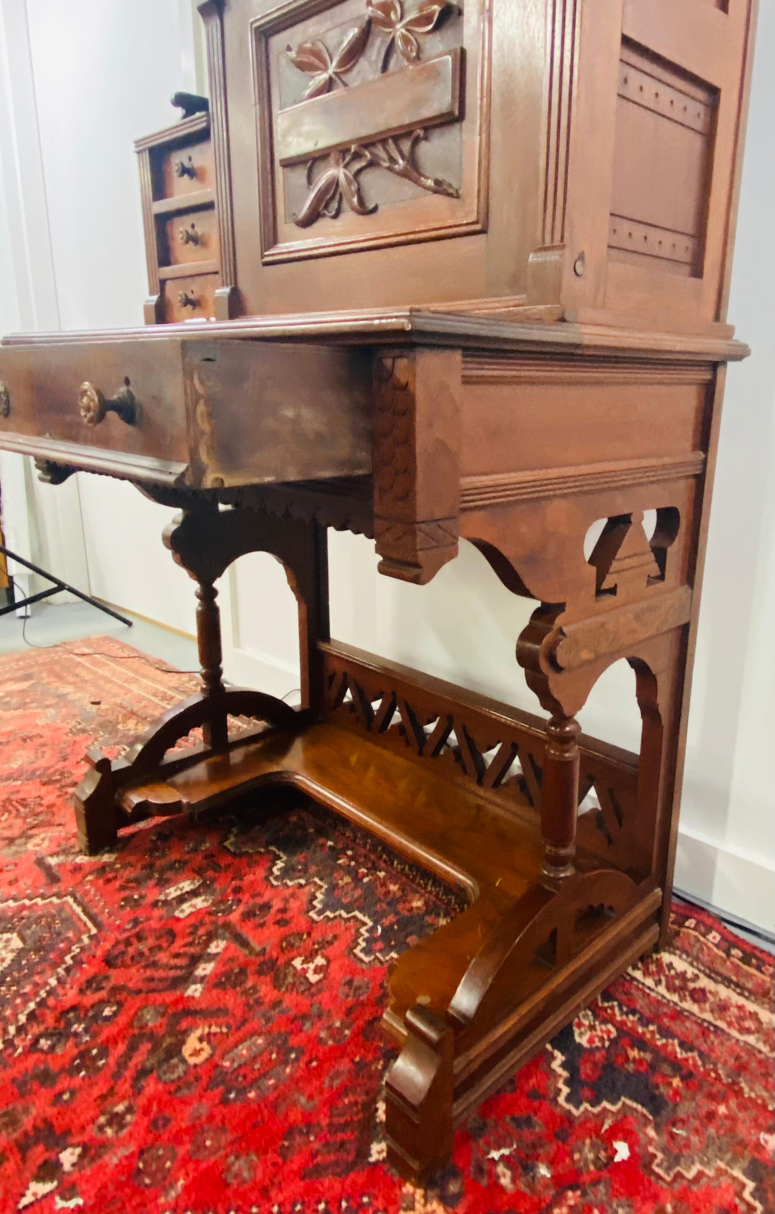 Late 19th Century Antique English Mahogany Secretary Desk 12