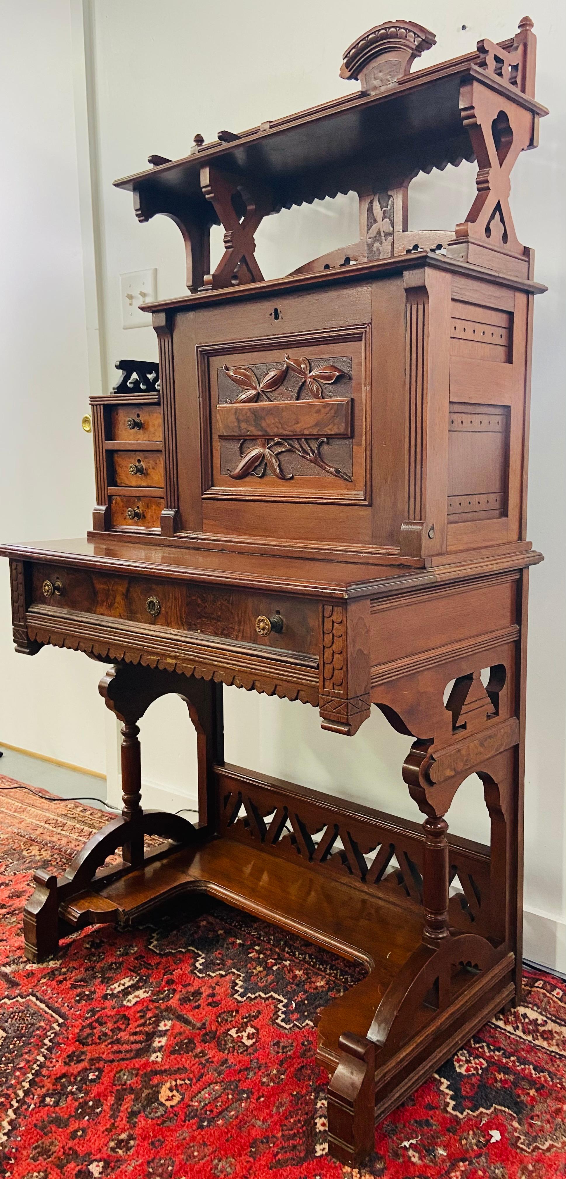 Late 19th Century Antique English Mahogany Secretary Desk 14