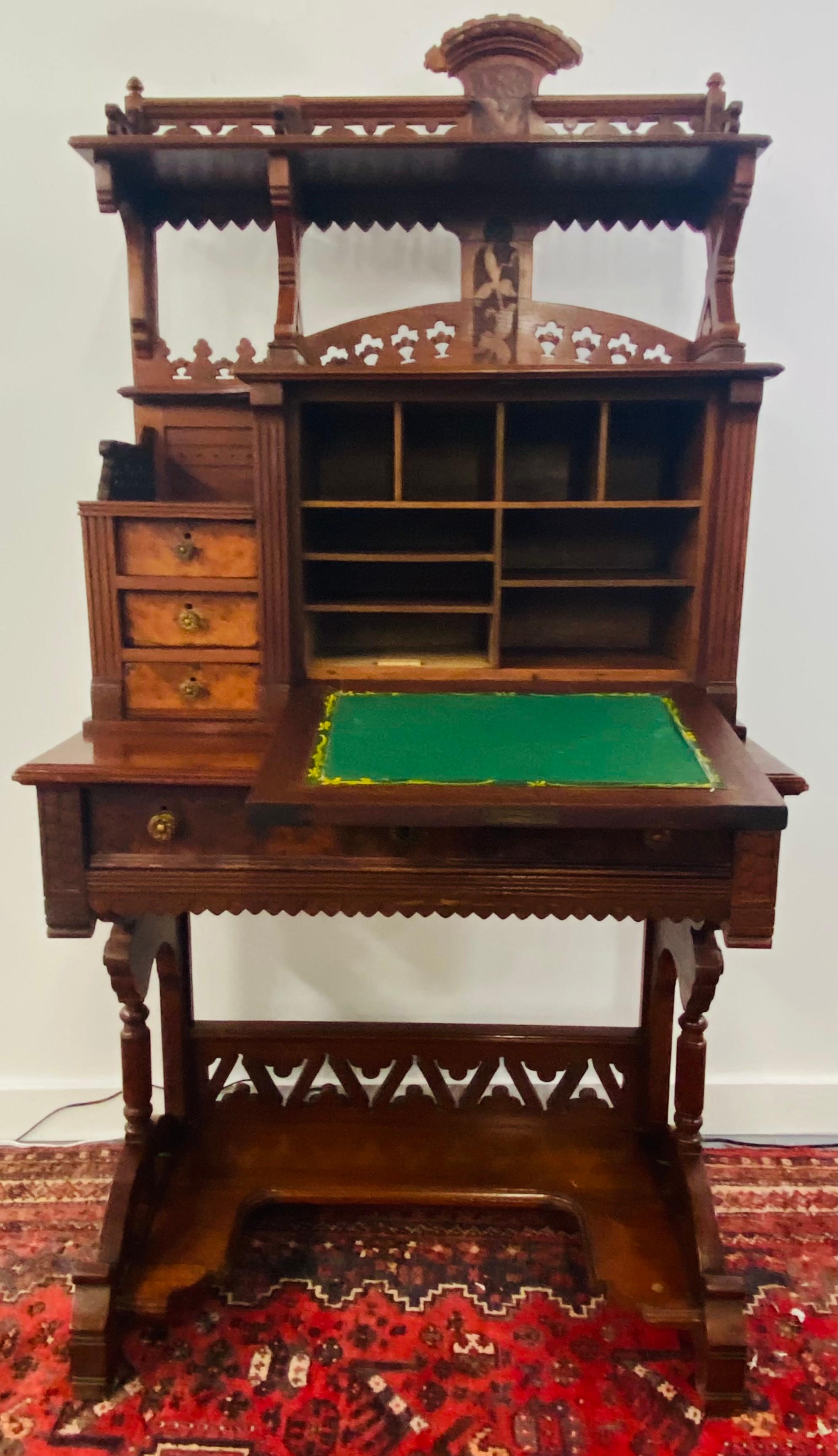 Late 19th Century Antique English Mahogany Secretary Desk 2