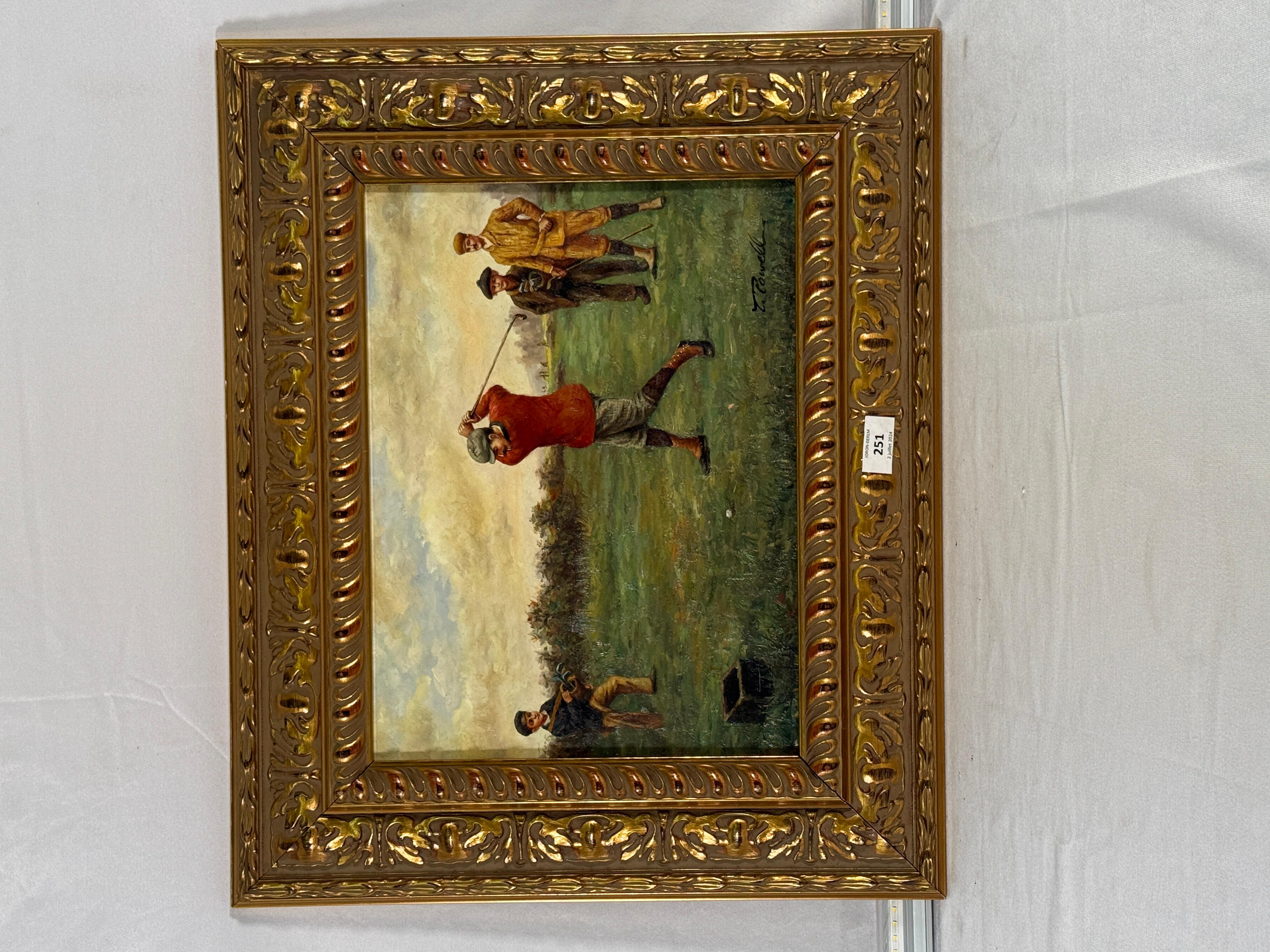 French Late 19th Century Antique English Oil Of A Golfer For Sale