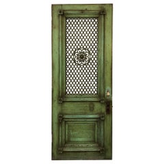Late 19th Century Antique Entrance Door with a Decorative Iron Panel
