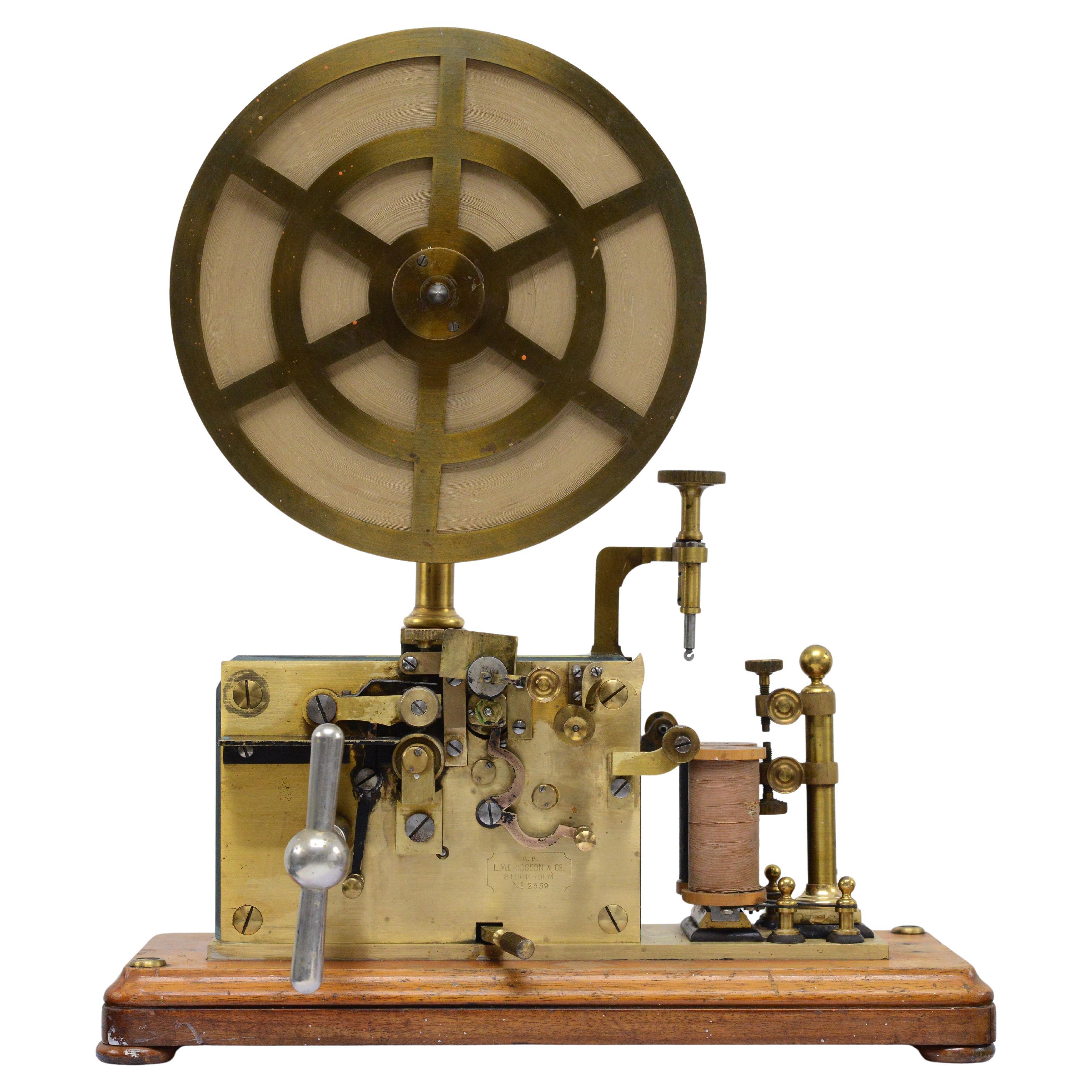 Late 19th Century Antique Ericsson Mahogany and Brass Morse Telegraph Register For Sale