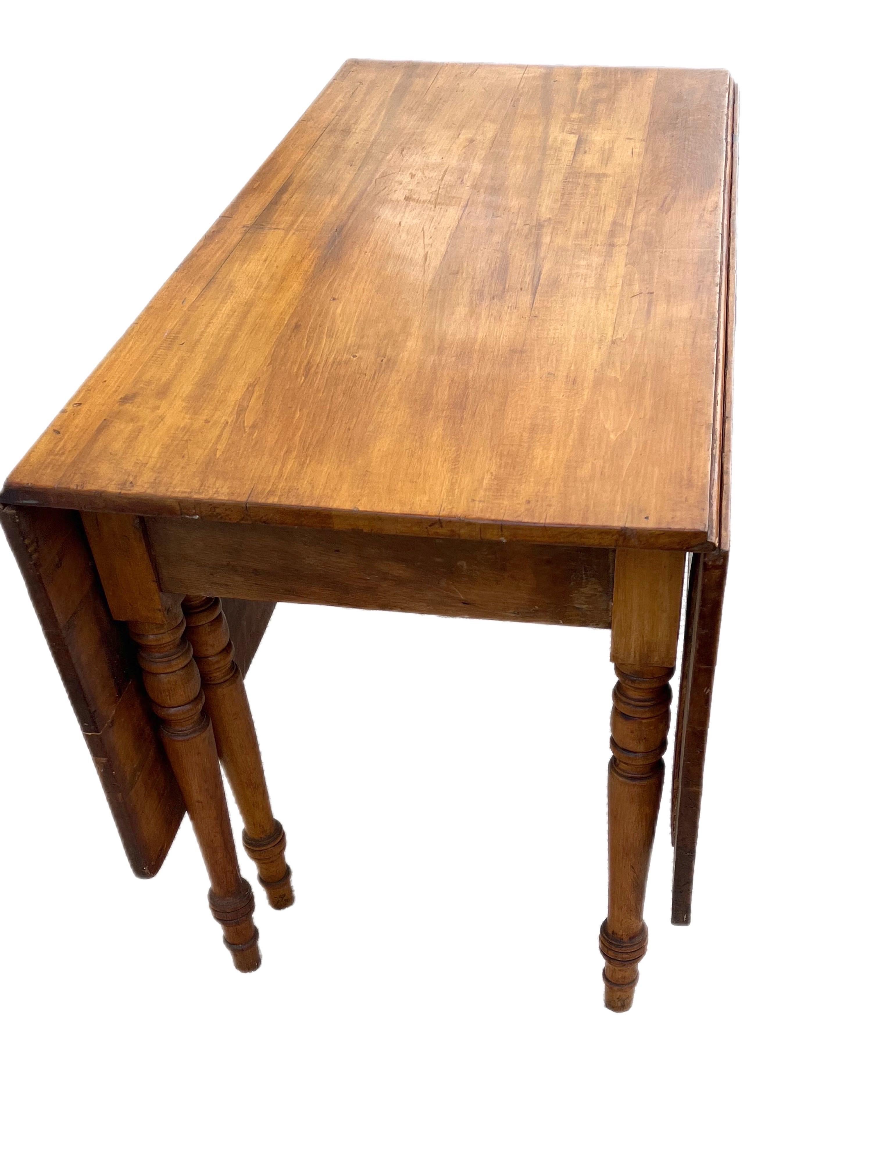 Rustic Late 19th Century Antique Farmhouse Solid Chestnut Gateleg Table For Sale