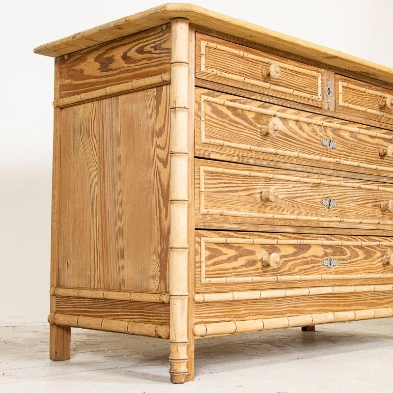 Late 19th Century Antique Faux Bamboo Pine Chest of Drawers from England 5