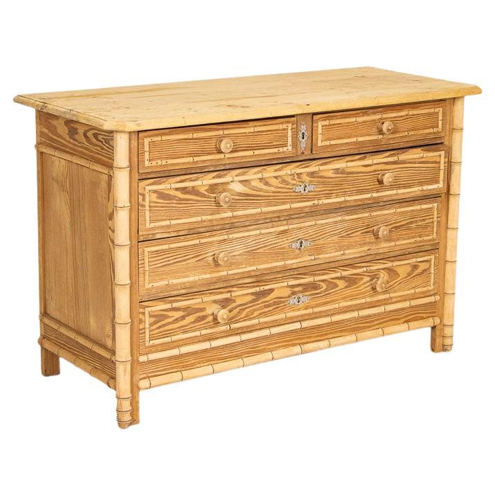 Late 19th Century Antique Faux Bamboo Pine Chest of Drawers from England