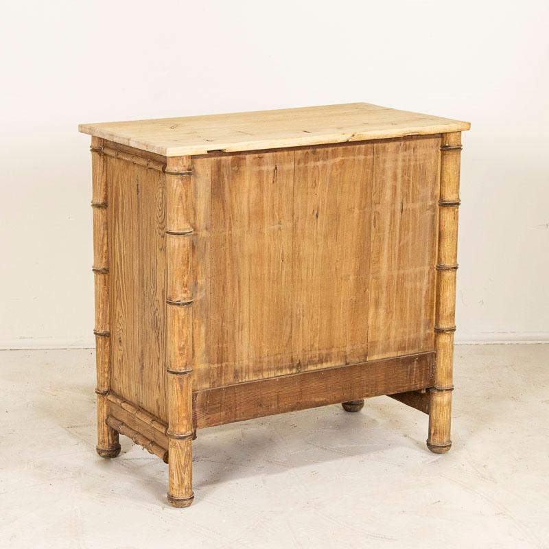 Wood Late 19th Century Antique Faux Bamboo Pine Chest of Drawers or Nightstand from E