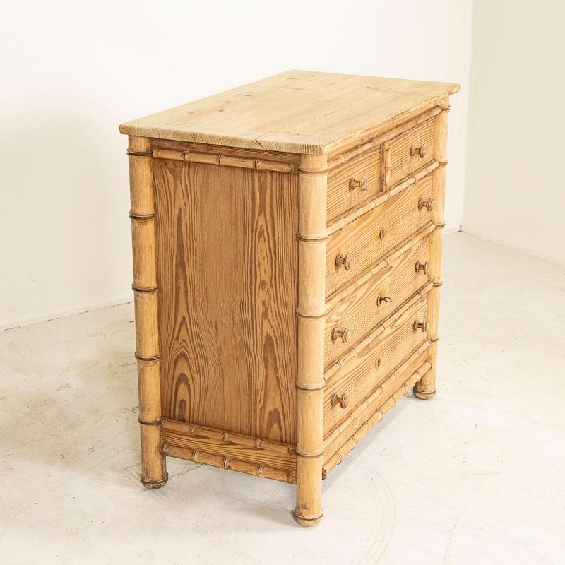 Late 19th Century Antique Faux Bamboo Pine Chest of Drawers or Nightstand from E 1