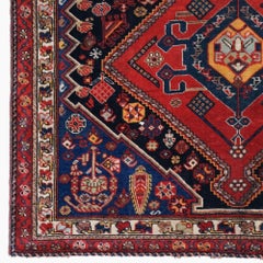 Late 19th Century Antique Floral and Geometric Design Hand Woven Wool Rug