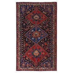 Late 19th Century Antique Floral and Geometric Design Hand Woven Wool Rug