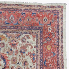 Late 19th Century Antique Floral Design Hand Woven Wool Carpet