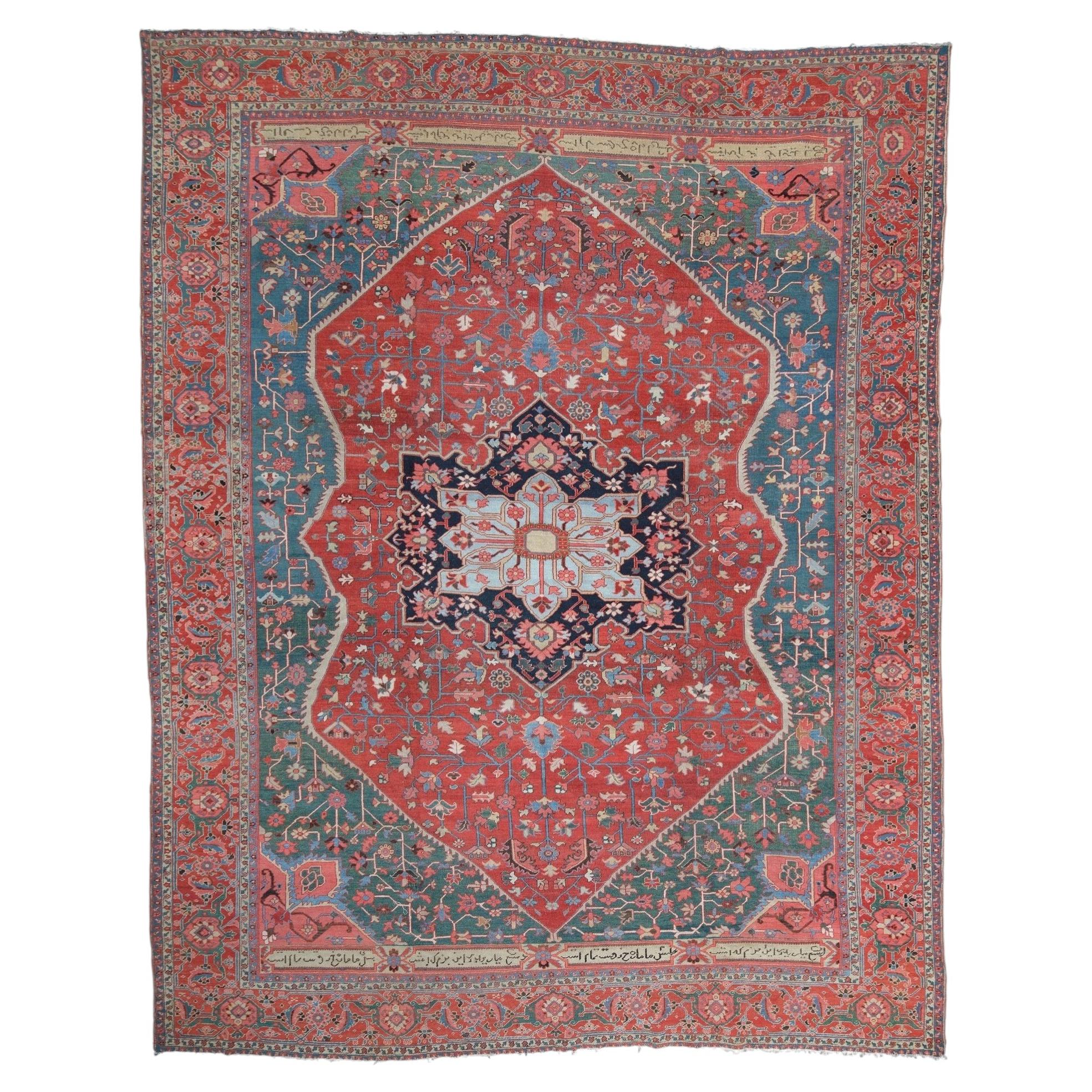 Late 19th Century Antique Floral Design Hand Woven Wool Carpet