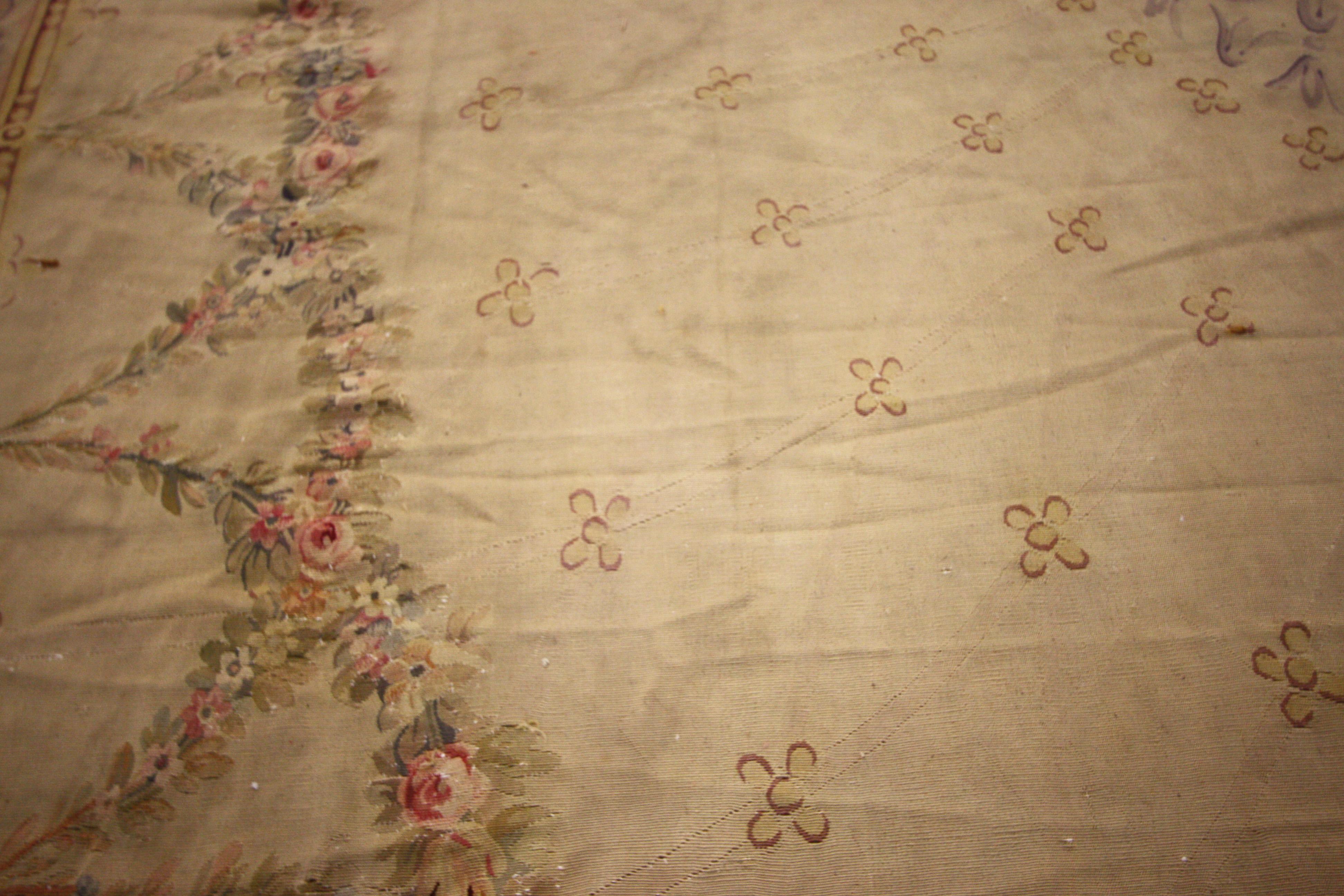 Late 19th Century Antique French Aubusson Rug with Louis XV Rococo