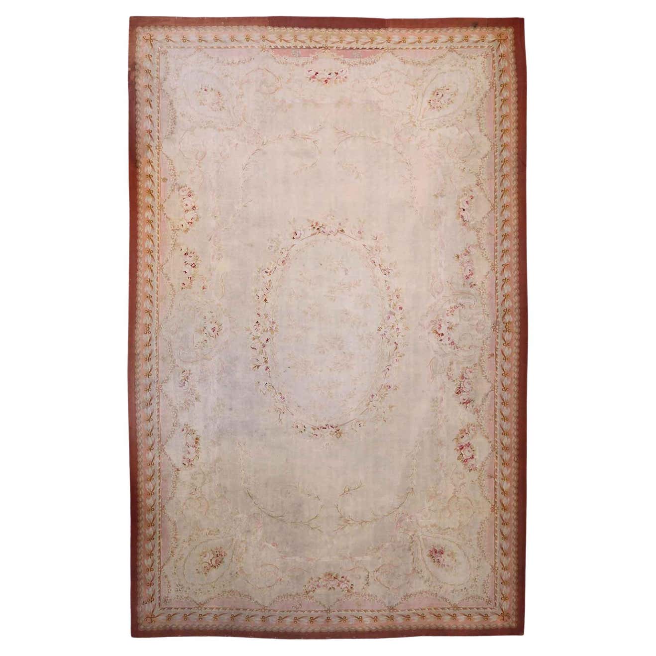 Late 19th Century Antique French Aubusson Rug with Romantic Rococo ...