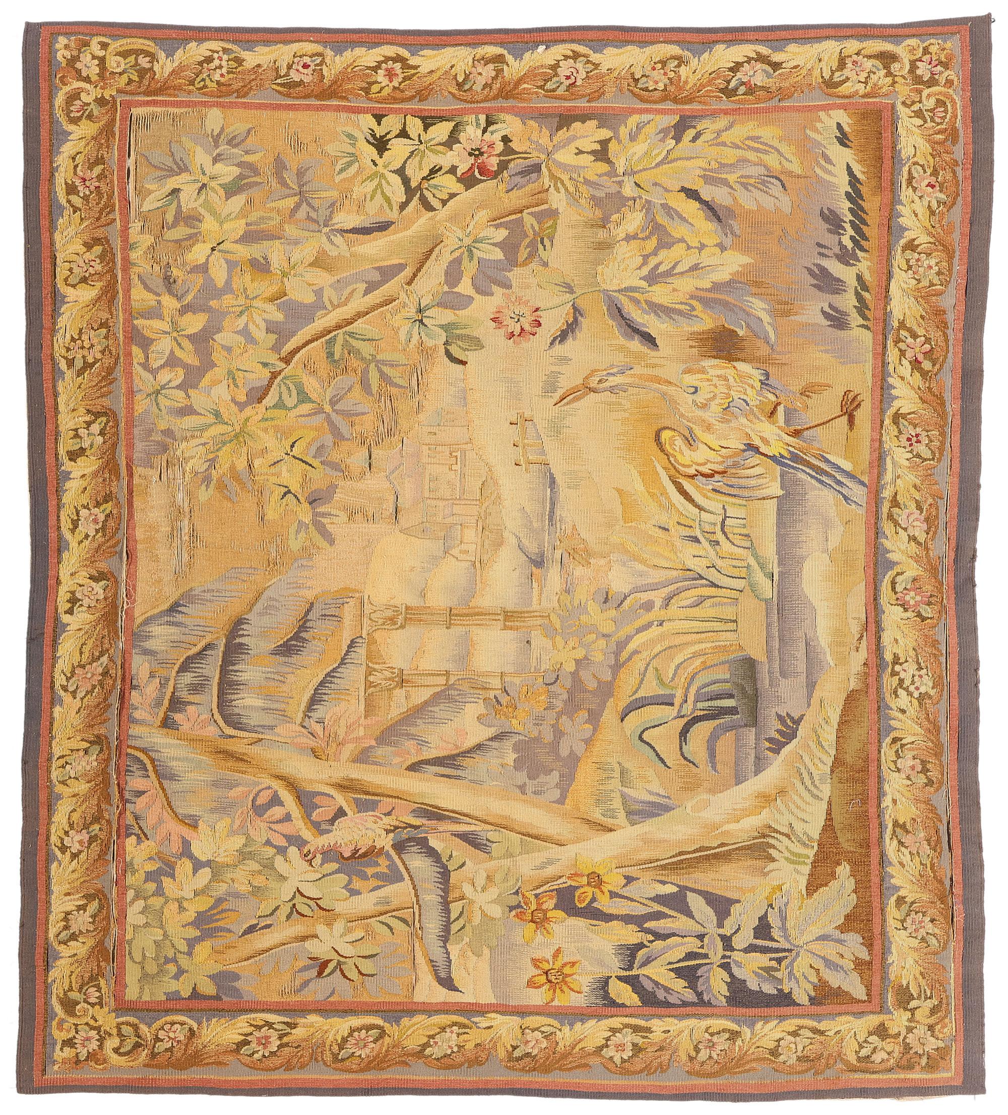 Late 19th Century Antique French Aubusson Tapestry For Sale 5