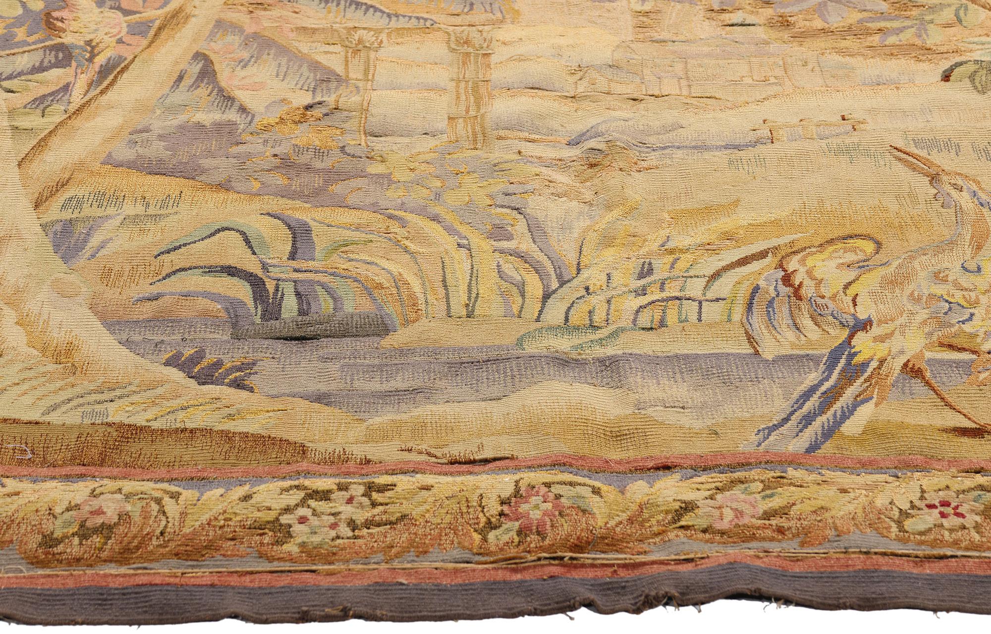 Hand-Woven Late 19th Century Antique French Aubusson Tapestry For Sale