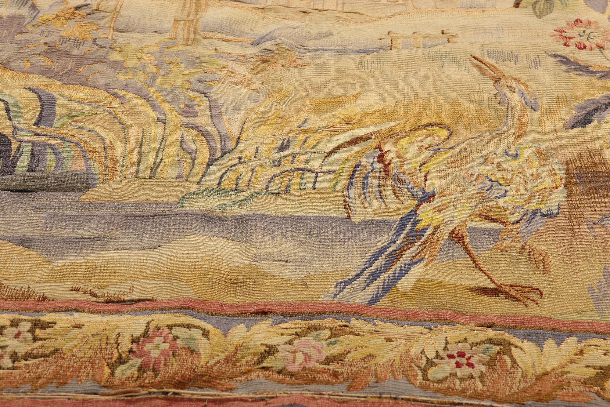 Late 19th Century Antique French Aubusson Tapestry In Good Condition For Sale In Dallas, TX