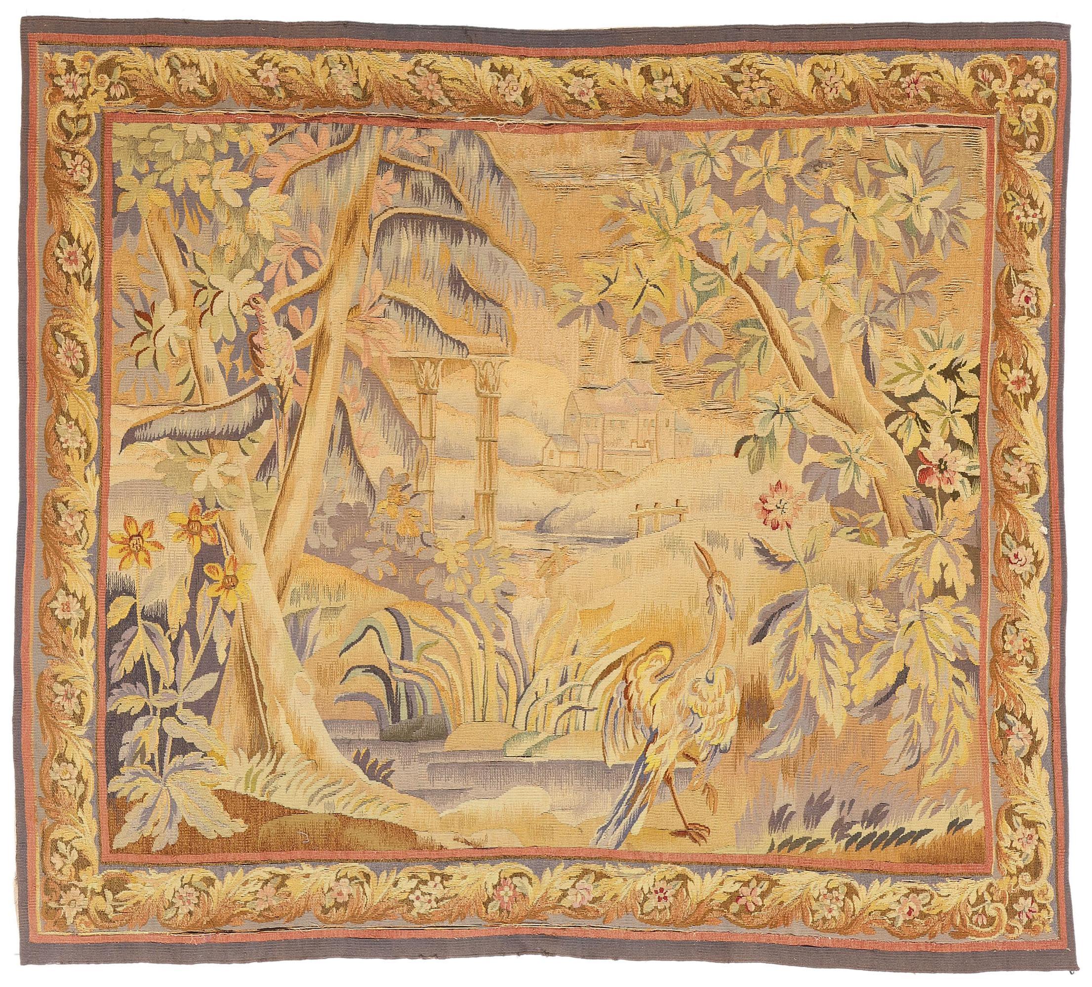 Late 19th Century Antique French Aubusson Tapestry For Sale
