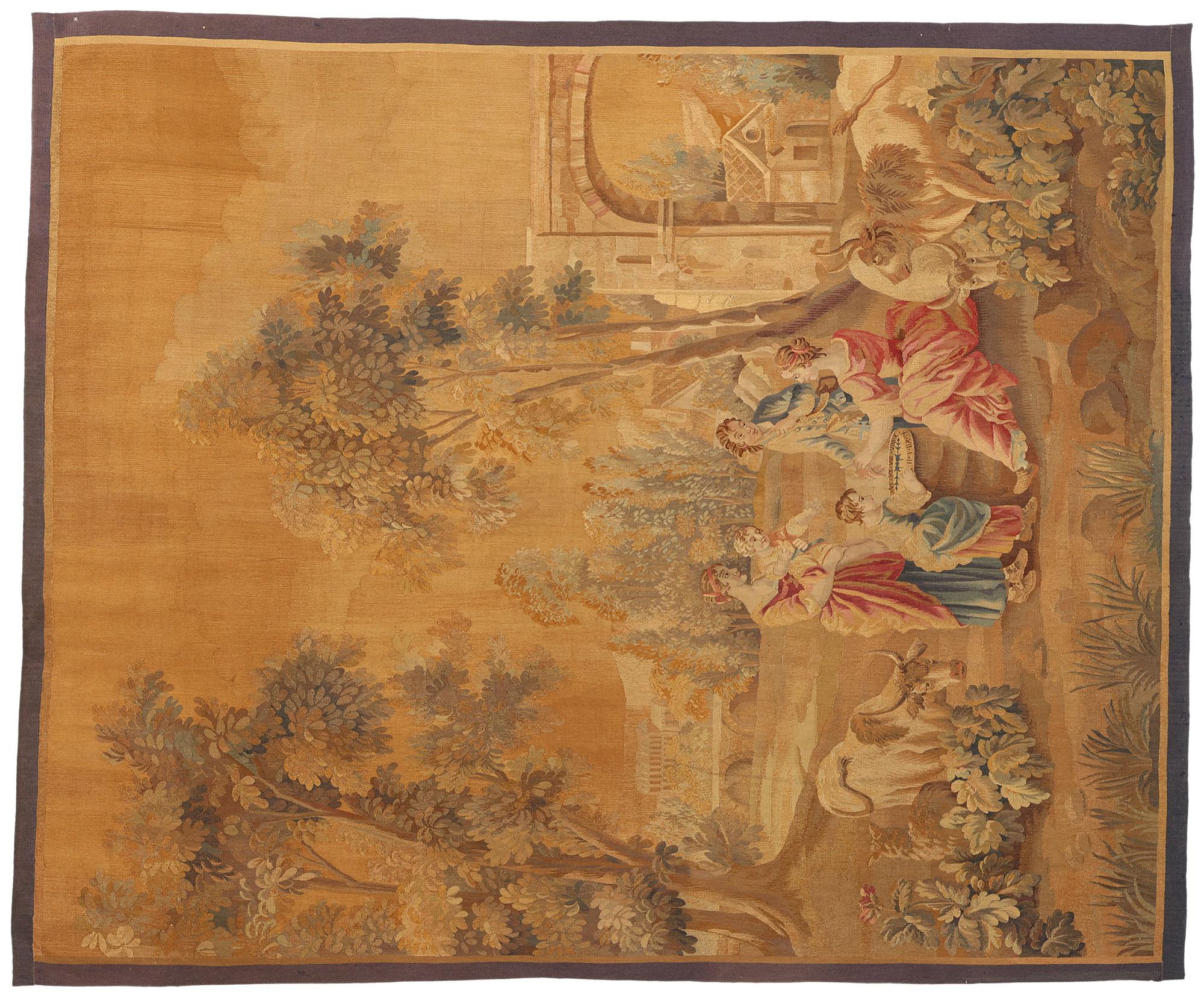 Antiker französischer Aubusson-Wandteppich aus dem späten 19. Jahrhundert, inspiriert von Francois Boucher im Angebot 3