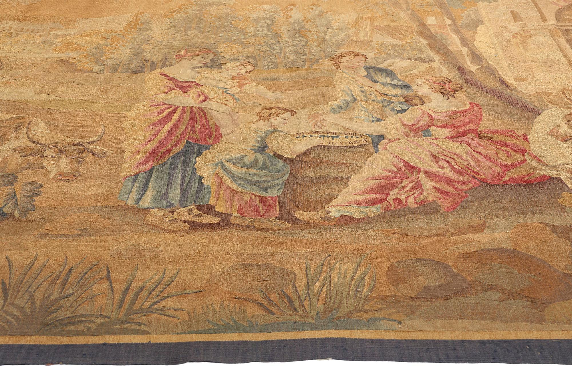 Late 19th-Century Antique French Aubusson Tapestry Inspired by Francois Boucher In Good Condition For Sale In Dallas, TX
