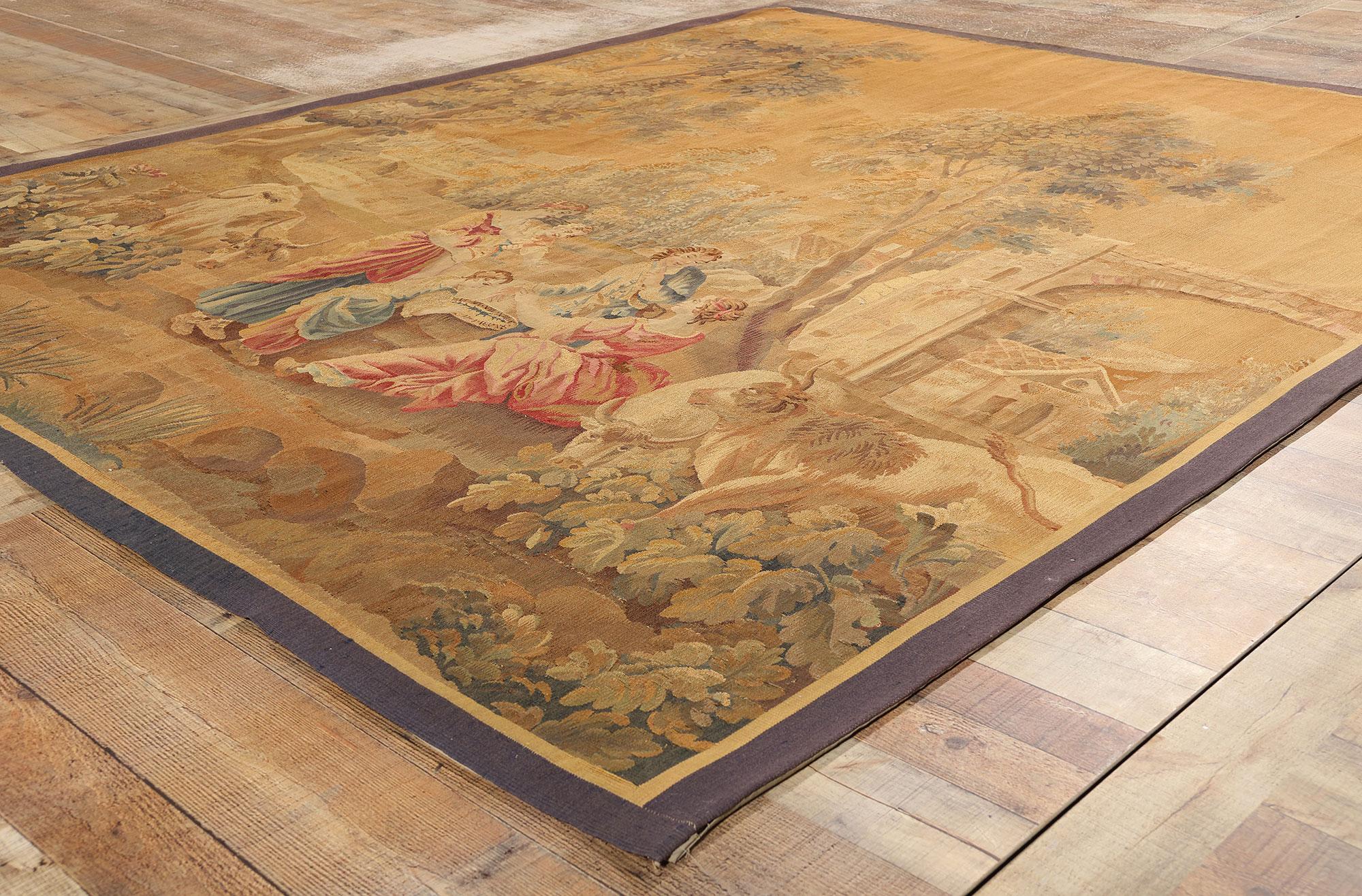 Late 19th-Century Antique French Aubusson Tapestry Inspired by Francois Boucher For Sale 1
