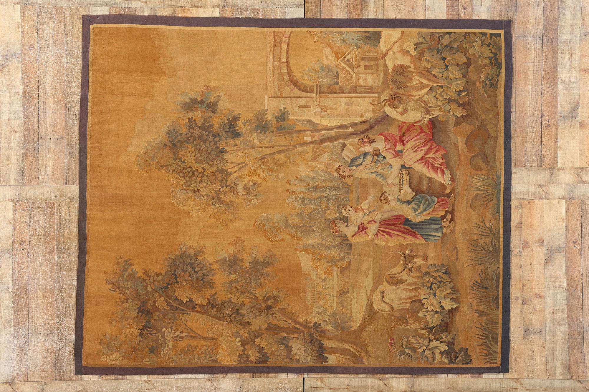 Late 19th-Century Antique French Aubusson Tapestry Inspired by Francois Boucher For Sale 3