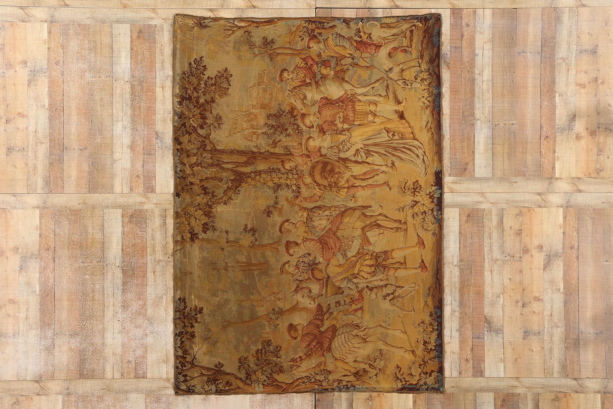 Late 19th Century Antique French Aubusson Tapestry with Romantic Rococo Style For Sale 2