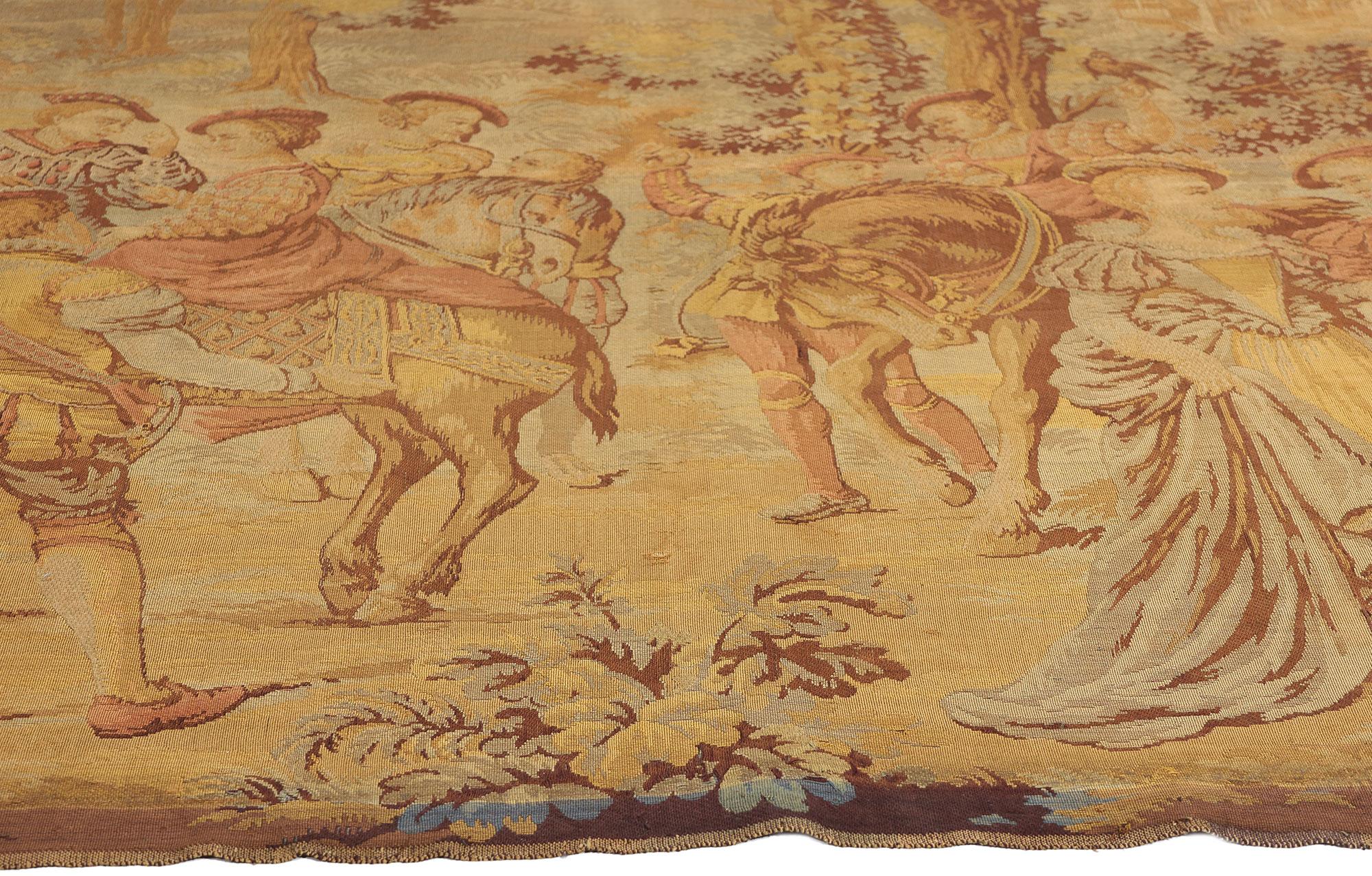 Français Fin du 19e siècle - Tapisserie d'Aubusson française ancienne de style rococo romantique en vente