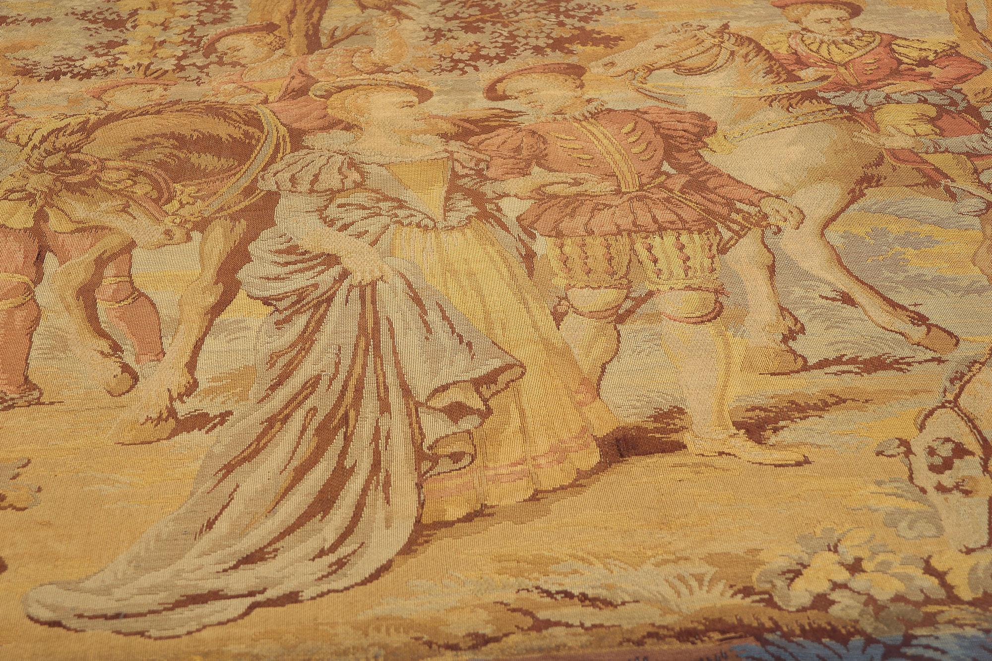 Tissé à la main Fin du 19e siècle - Tapisserie d'Aubusson française ancienne de style rococo romantique en vente