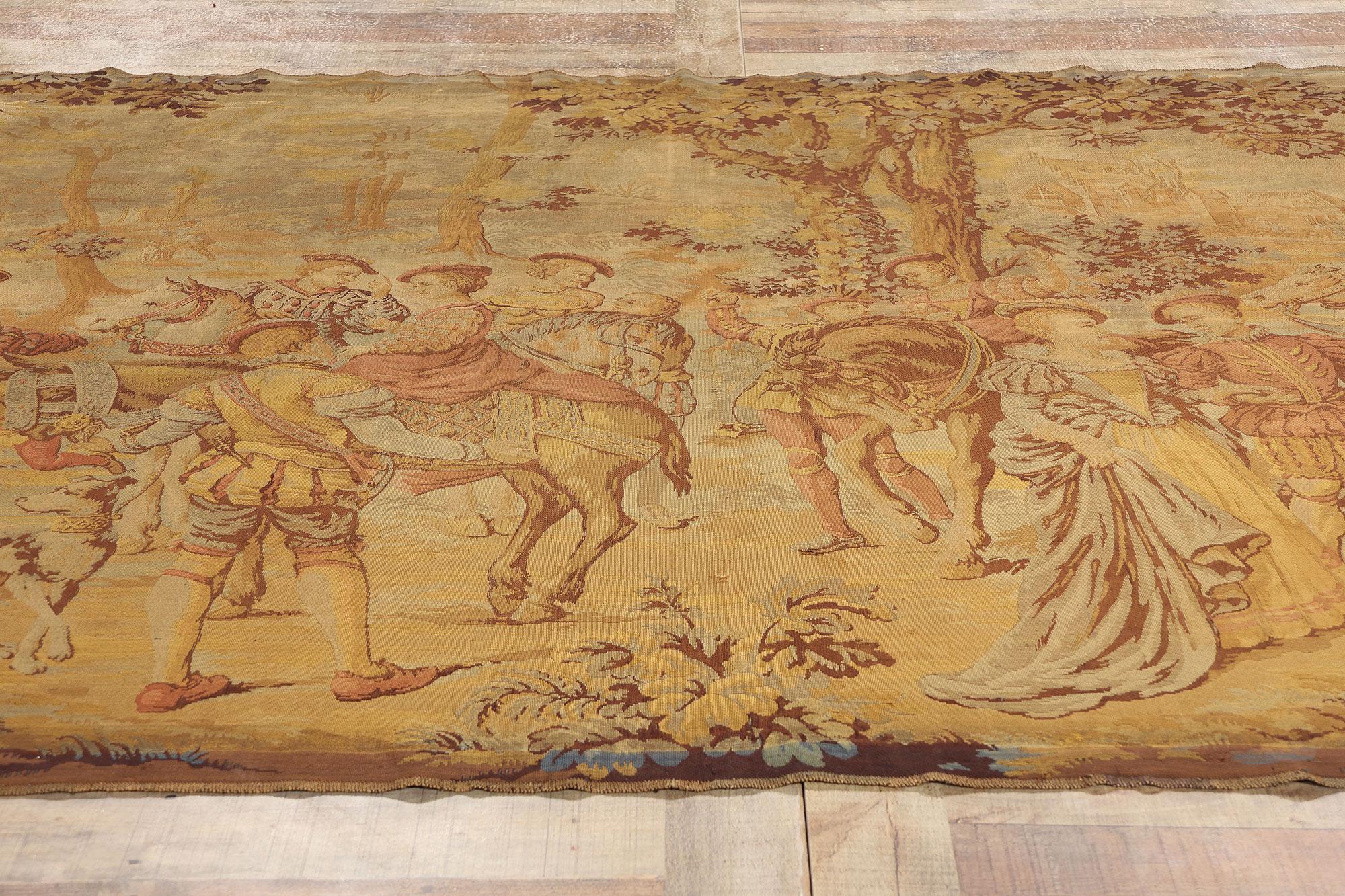Late 19th Century Antique French Aubusson Tapestry with Romantic Rococo Style For Sale 1