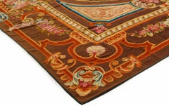 Late 19th Century Antique French Aubusson Rug with Brown, Gold, and Ivory