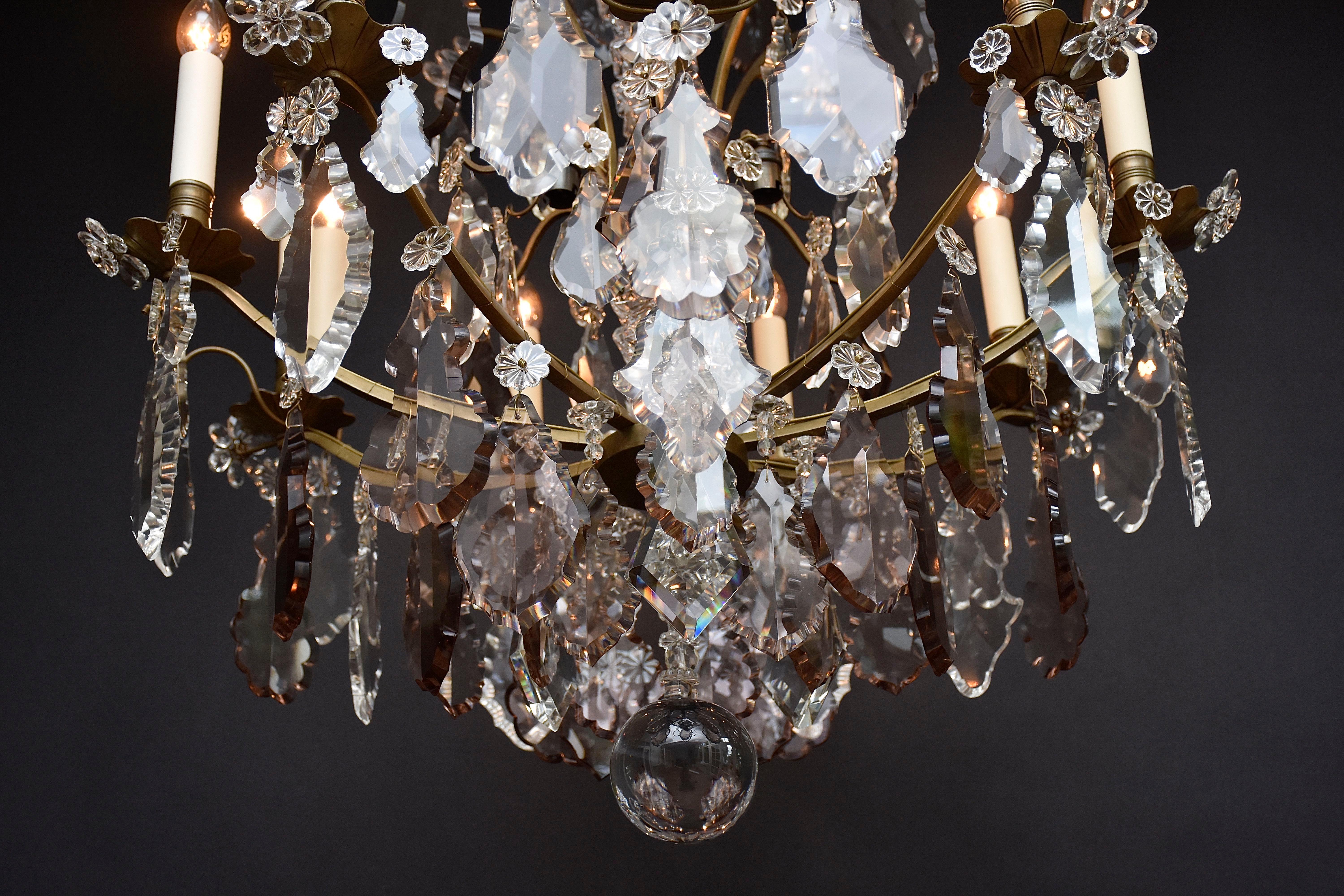 Lampadario francese in bronzo e cristallo della fine del XIX secolo in vendita 6