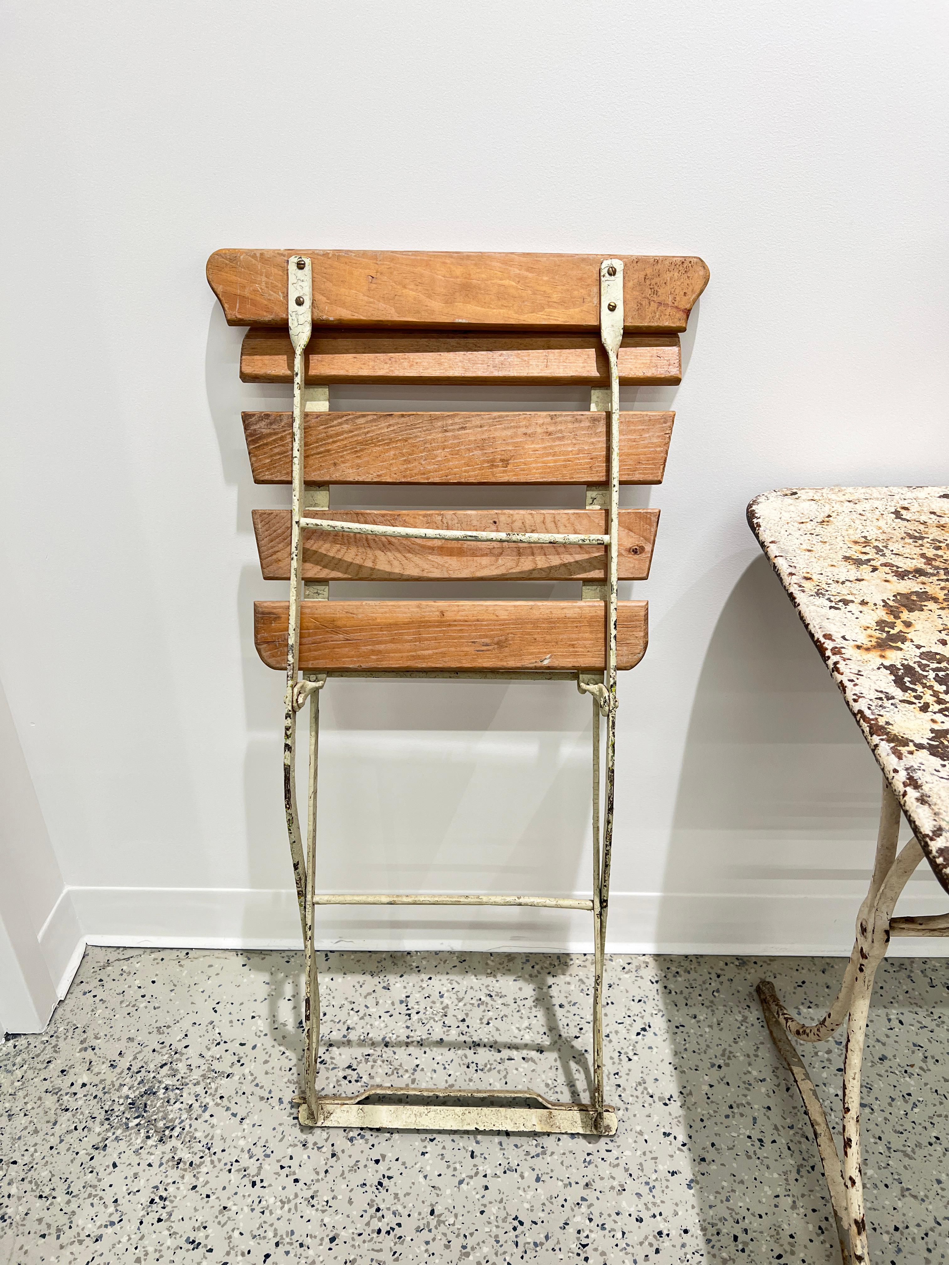 Late 19th Century Antique French Cafe Bistro Table and Three Chairs For Sale 6
