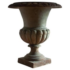 Antique French Cast Iron Medici Vases Garden Planter Urn
