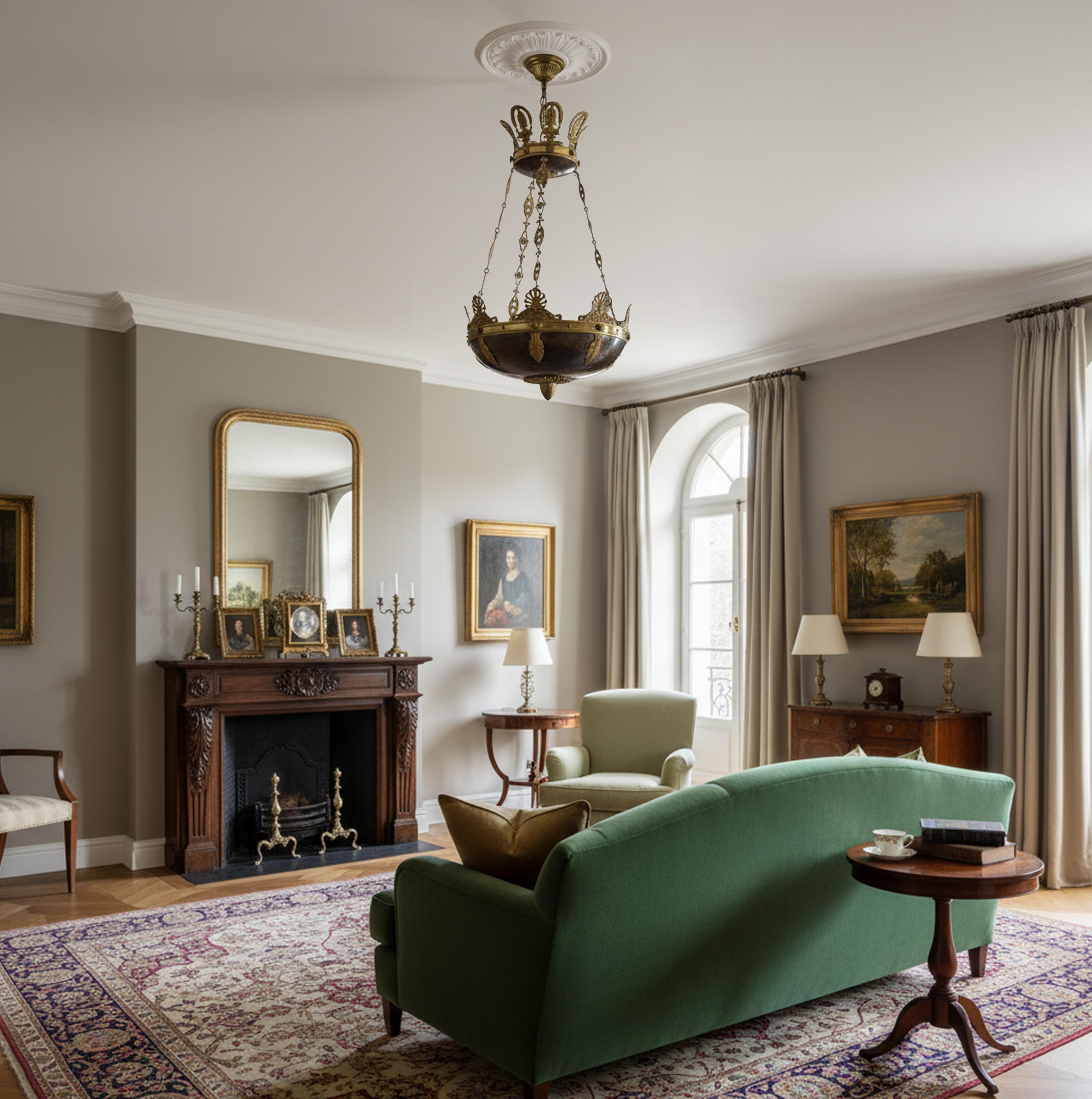 Lampadario francese impero in bronzo patinato e dorato della fine del XIX secolo in vendita 2