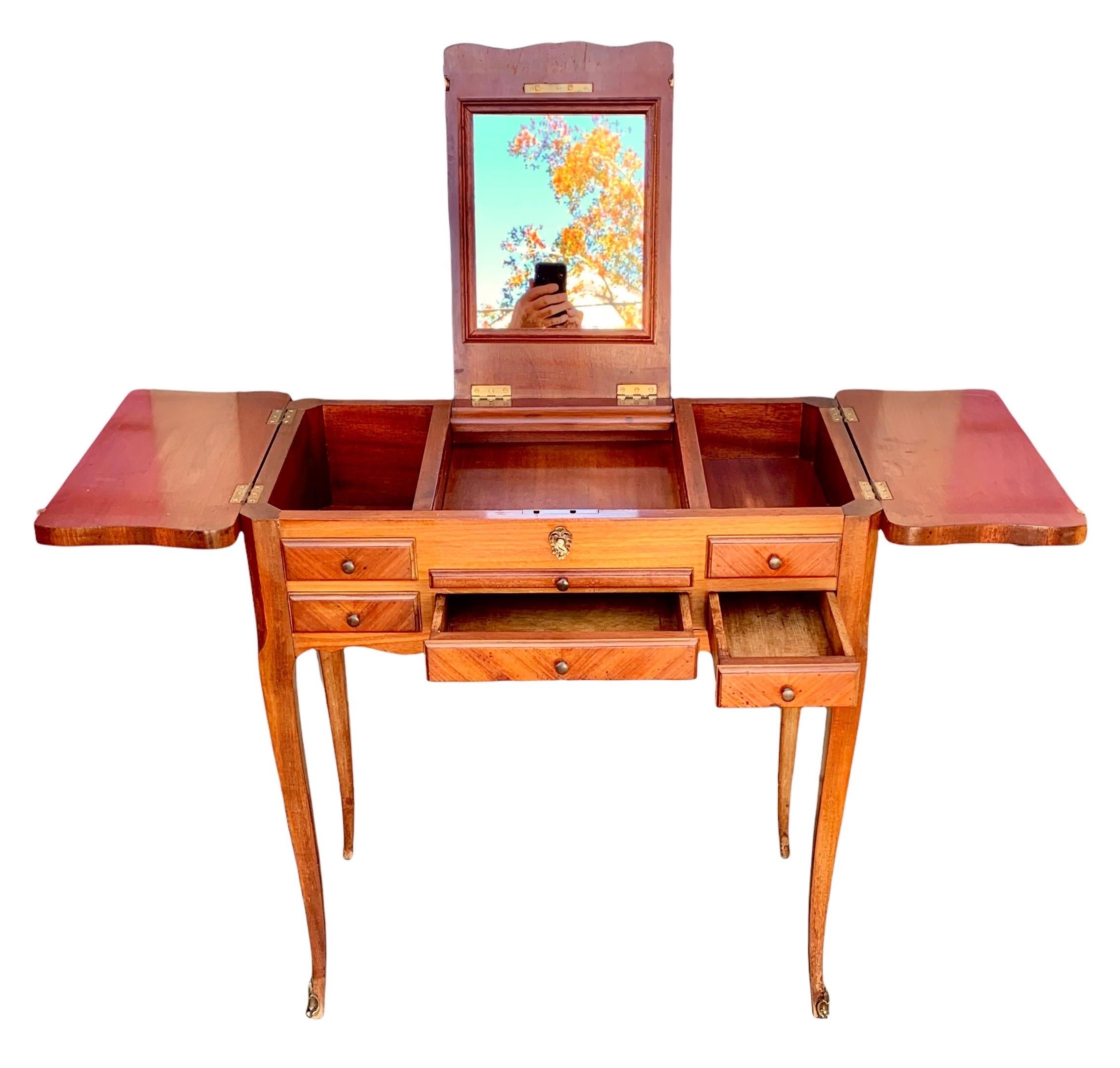 Late 19th Century Antique French Marquetry Poudreuse or Ladies Vanity 9