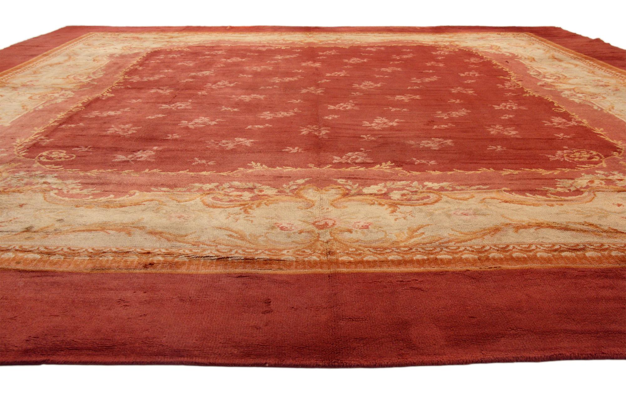 73397 Antique French Savonnerie Rug, 17'00 x 21'00. Steeped in the regal elegance of Belle Époque France, this exquisite hand-knotted wool Late 19th Century Savonnerie rug evokes the grandeur of aristocratic salons and the gilded halls of the French