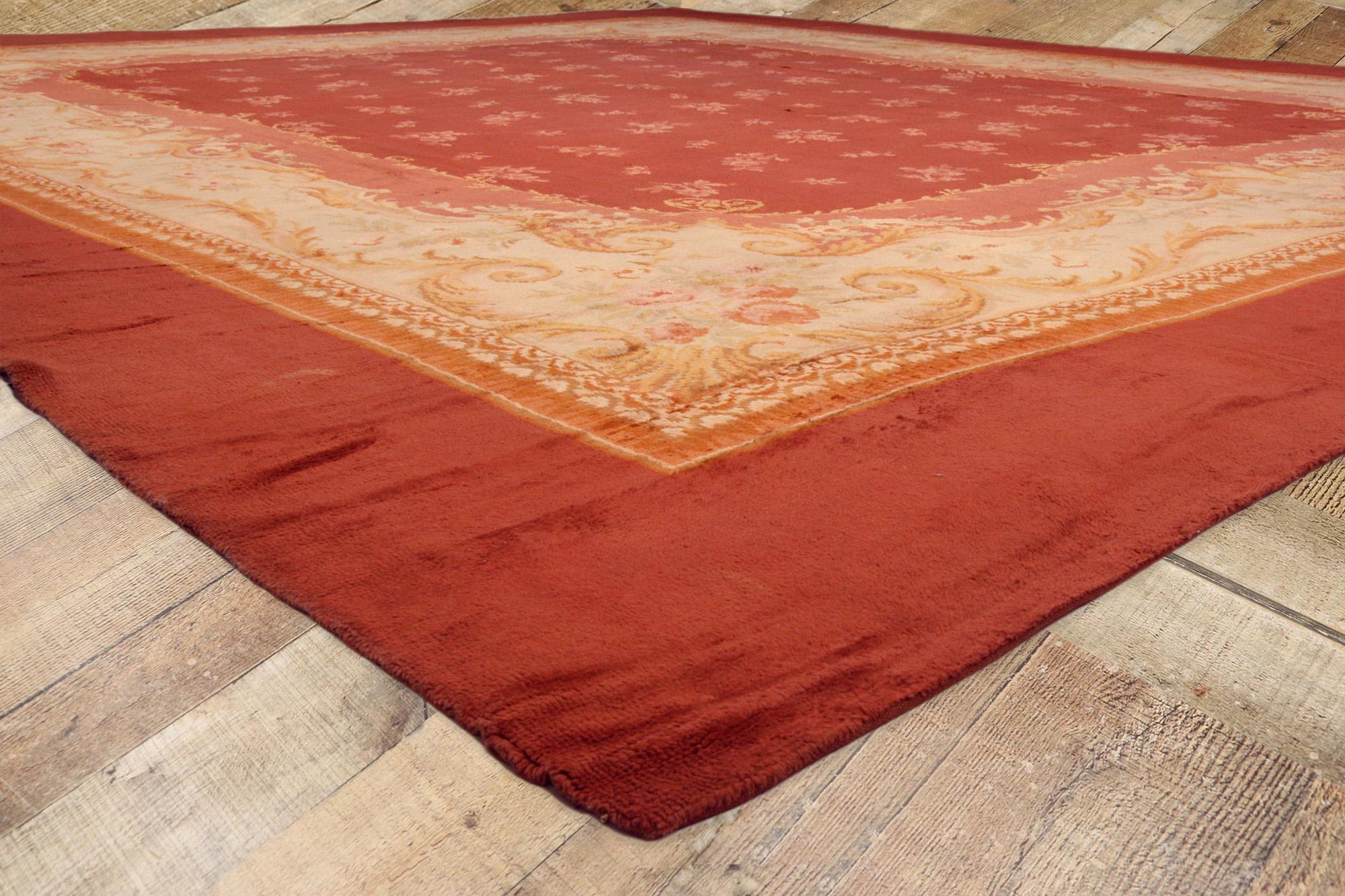 Aubusson Late 19th Century Antique French Savonnerie Carpet with Traditional Style For Sale