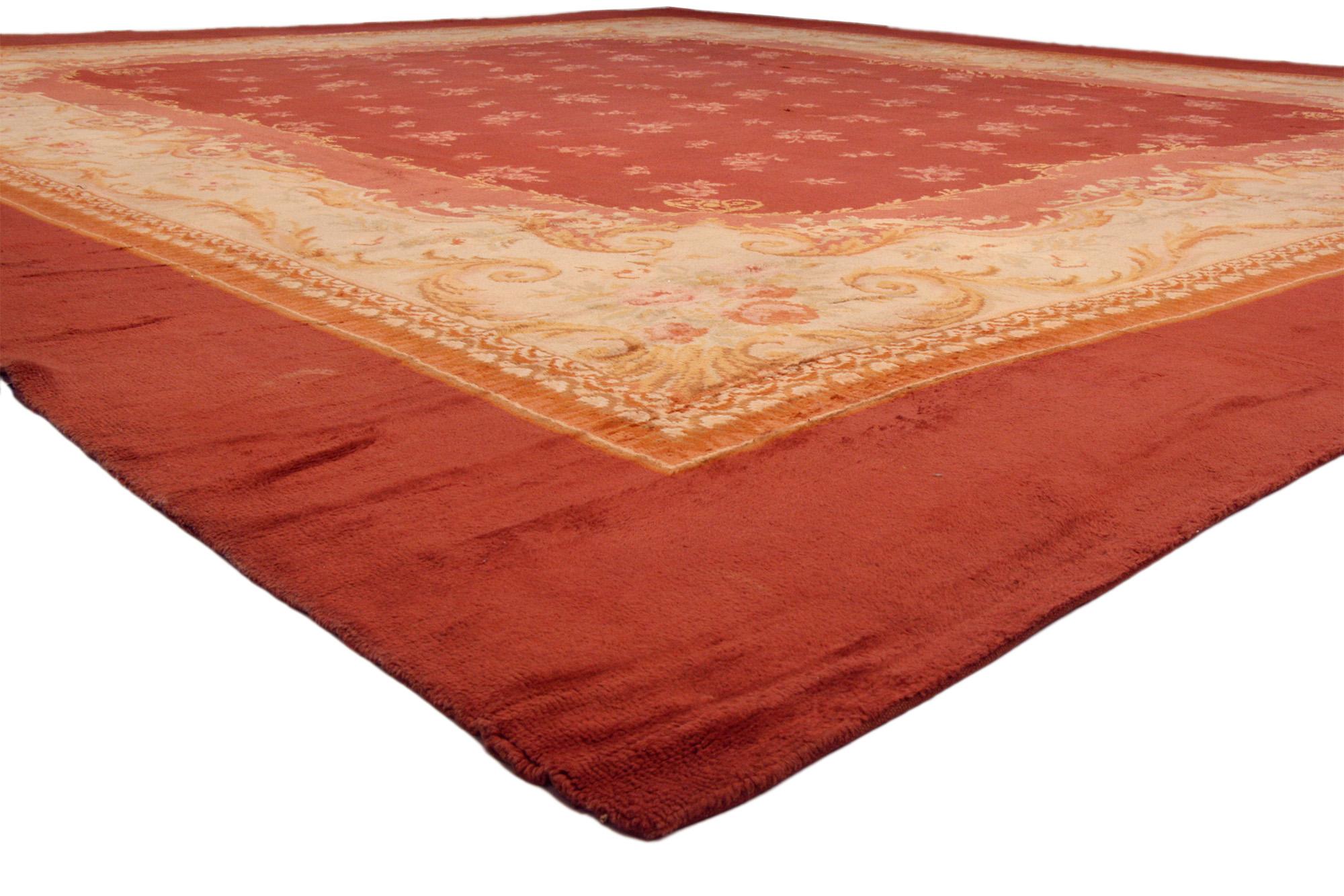 Hand-Knotted Late 19th Century Antique French Savonnerie Carpet with Traditional Style For Sale