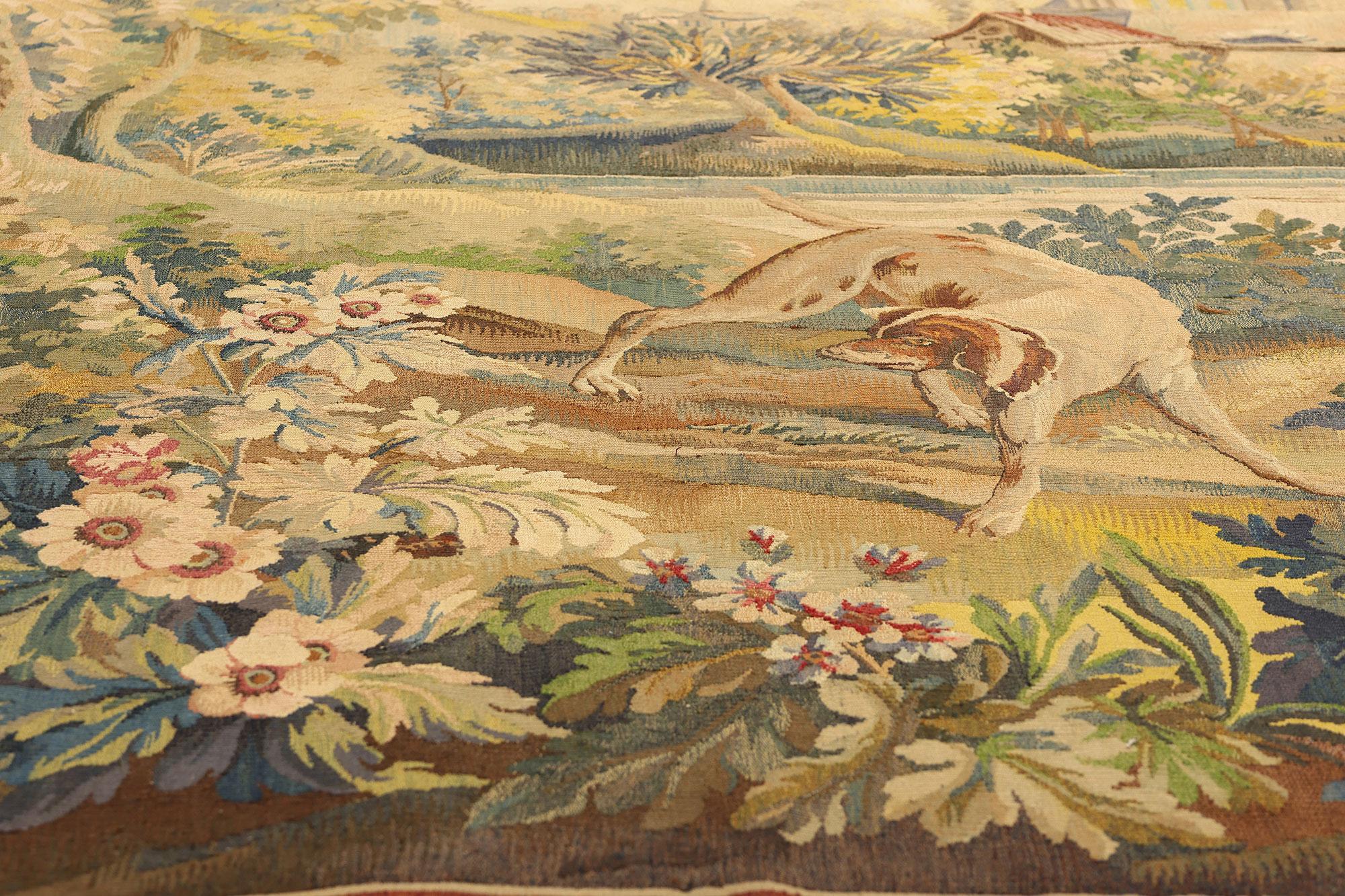 Wool Late 19th Century French Verdure Aubusson Tapestry with Louis XV Style For Sale