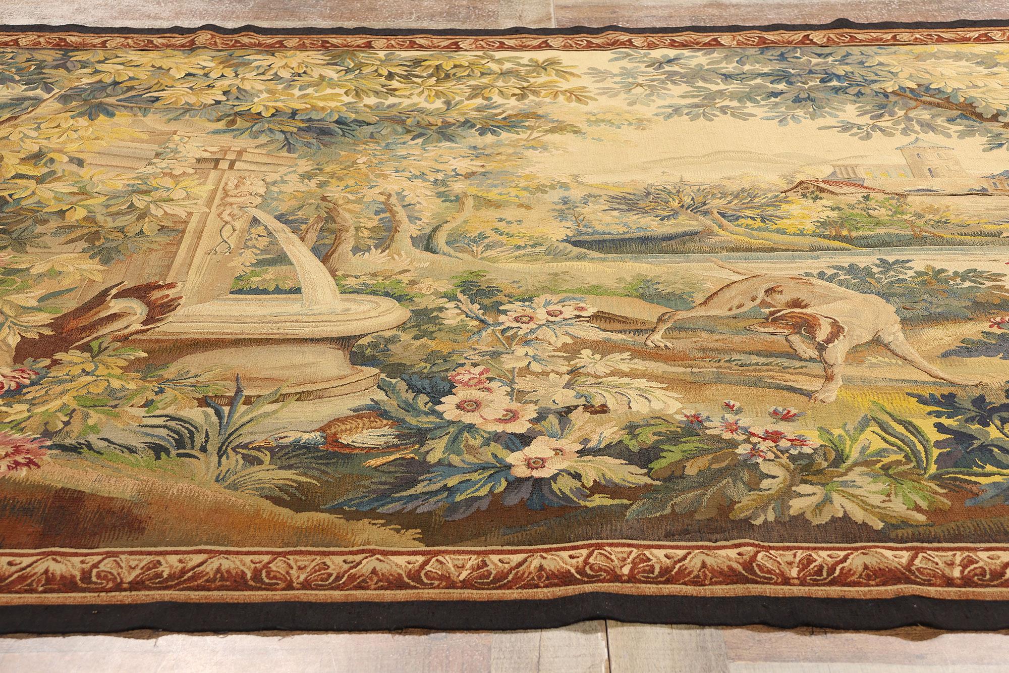 Late 19th Century French Verdure Aubusson Tapestry with Louis XV Style For Sale 3