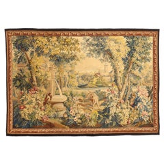 Fin du 19ème siècle Art mural en tapisserie Verdure d'Aubusson française ancienne