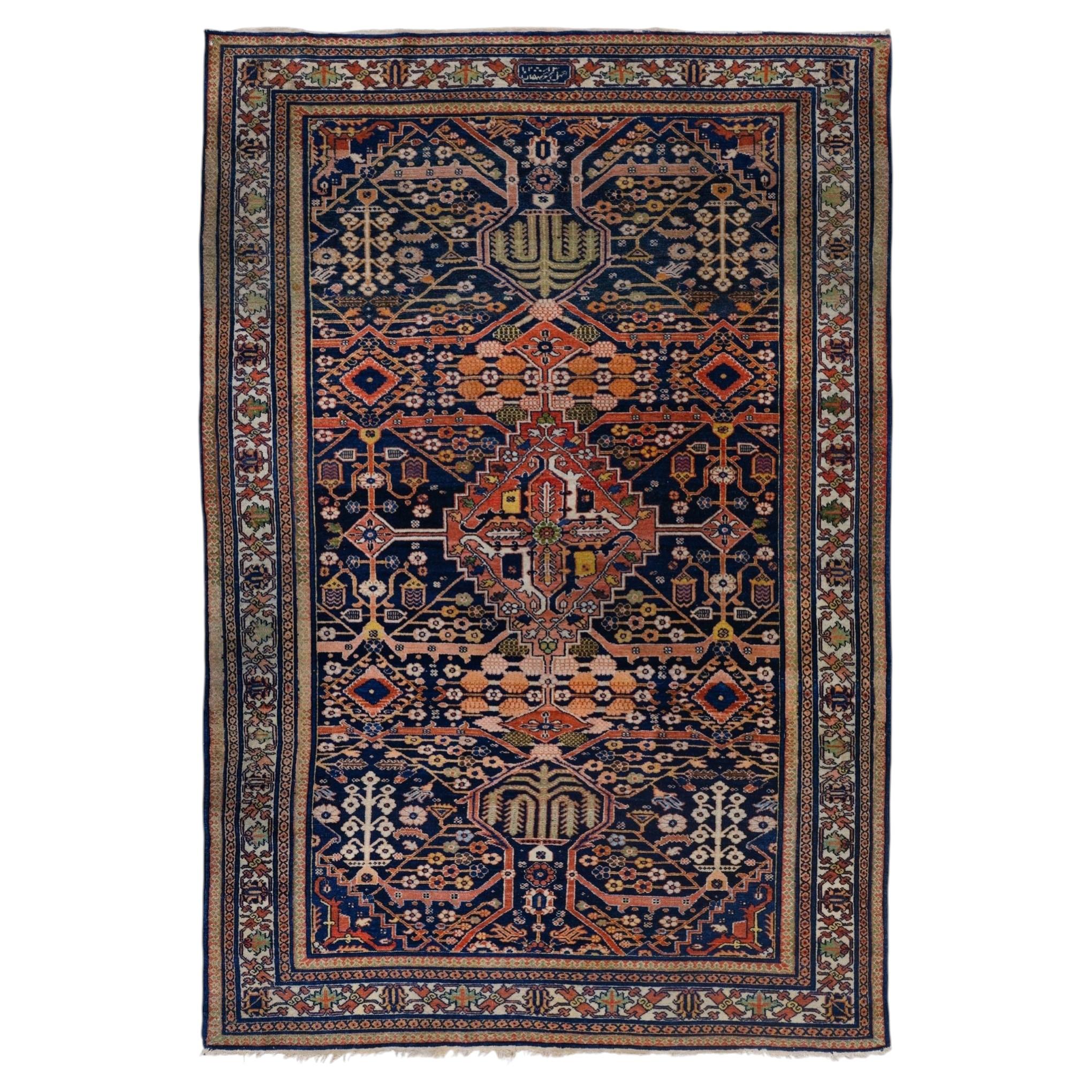 Late 19th Century Antique Geometrical Design Wool Rug