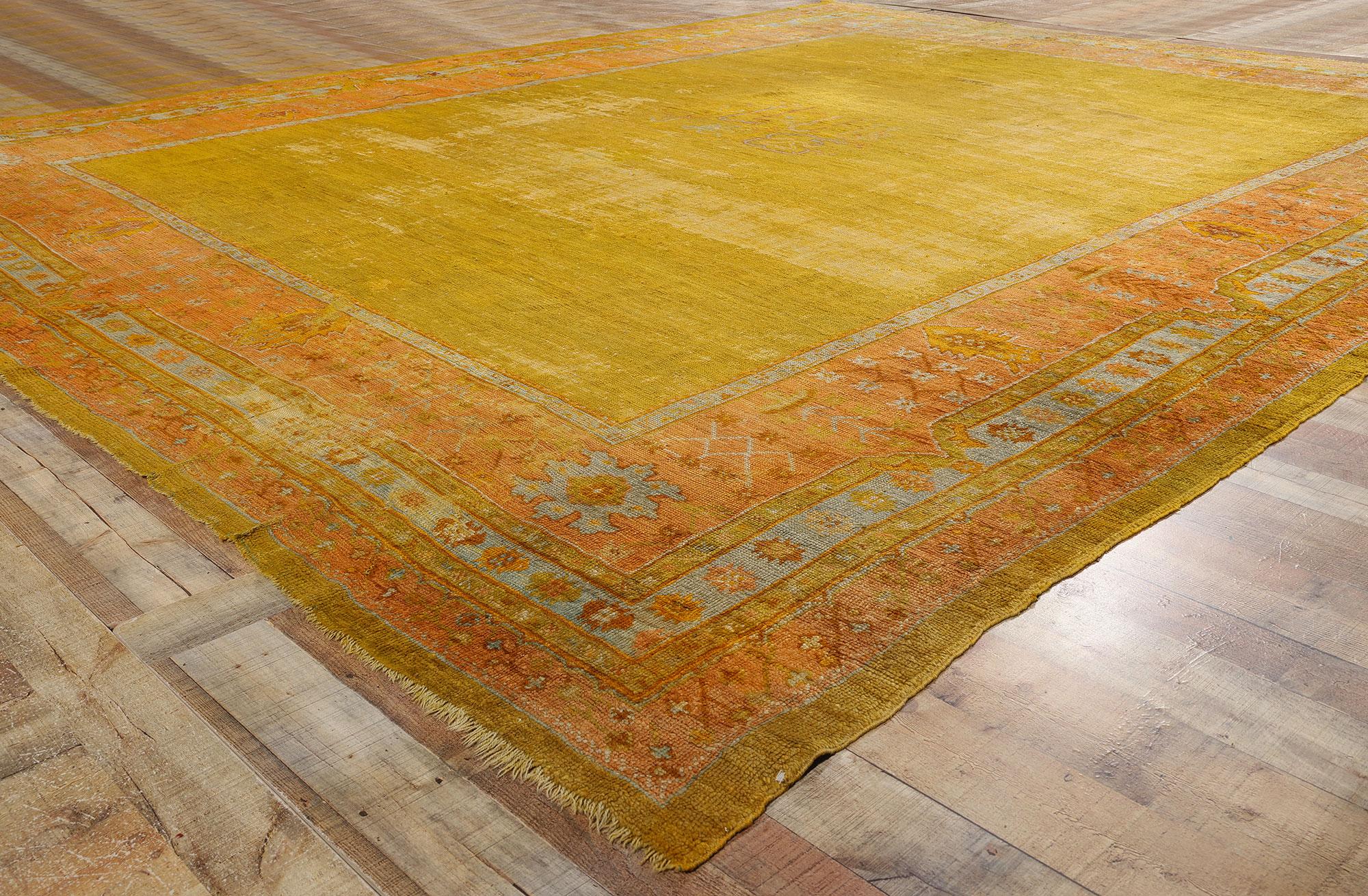 Late 19th Century Antique Gold Turkish Oushak Rug 6