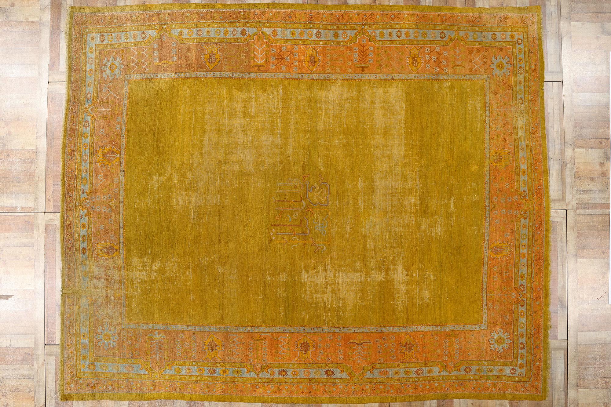 Late 19th Century Antique Gold Turkish Oushak Rug 10